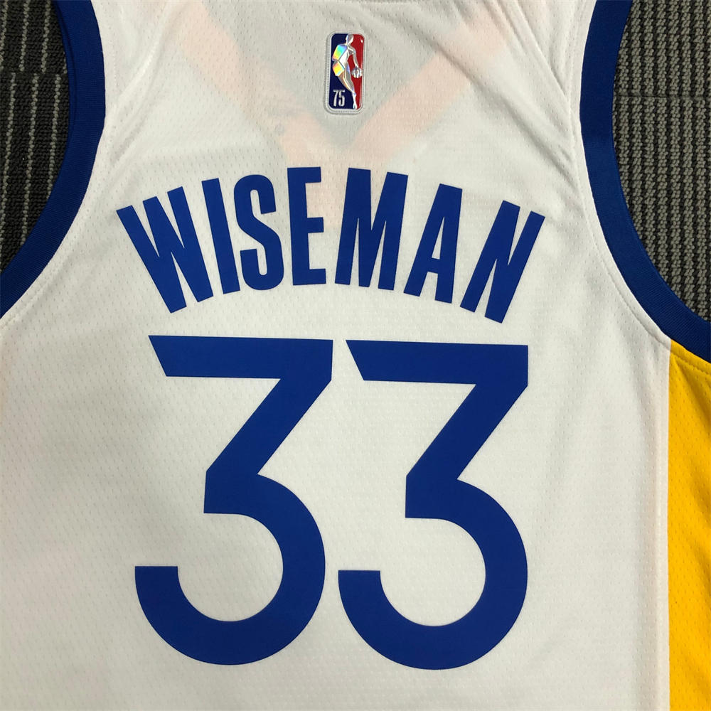 NBA Golden State Warriors V-Neck White Jersey WISEMAN#33 S-XXL