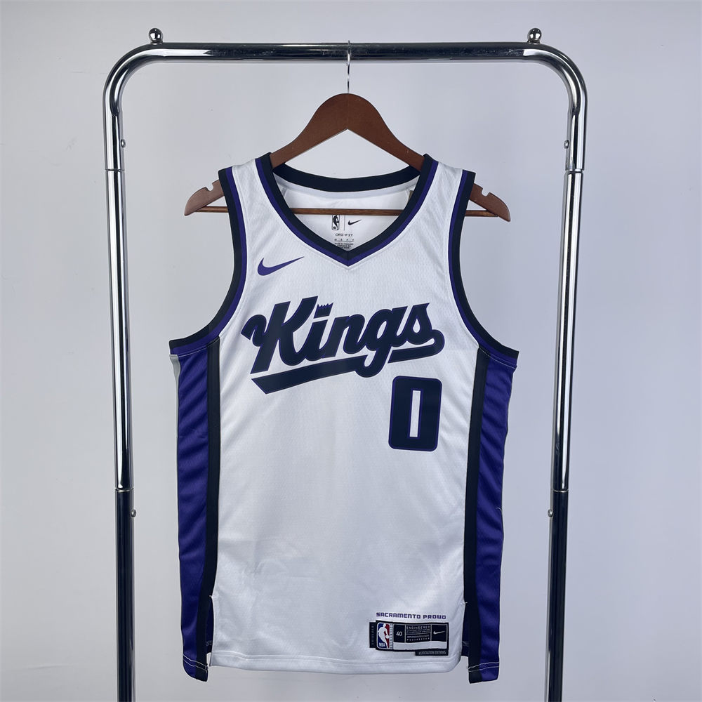 NBA Scaramento Kings 2024 V-Neck White jersey MONK#0 S-XXL