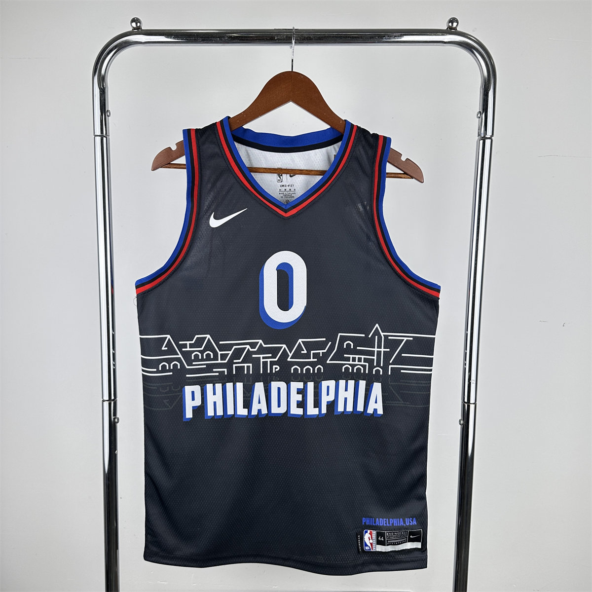 NBA Philadelphia 76ers 2021 V-Neck City Edition Black Jersey MAXEY#0 S-XXL