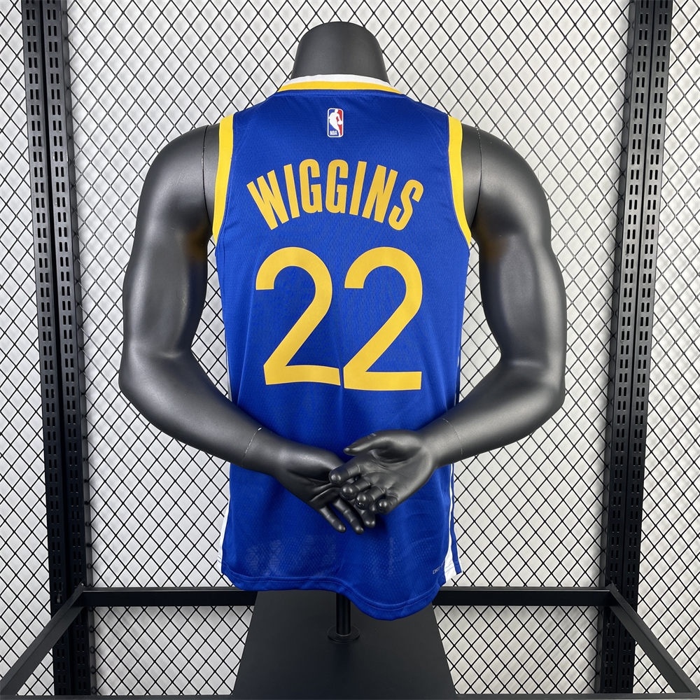 NBA Golden State Warriors 2023 V-Neck Blue Jersey WIGGINS#22 S-XXL