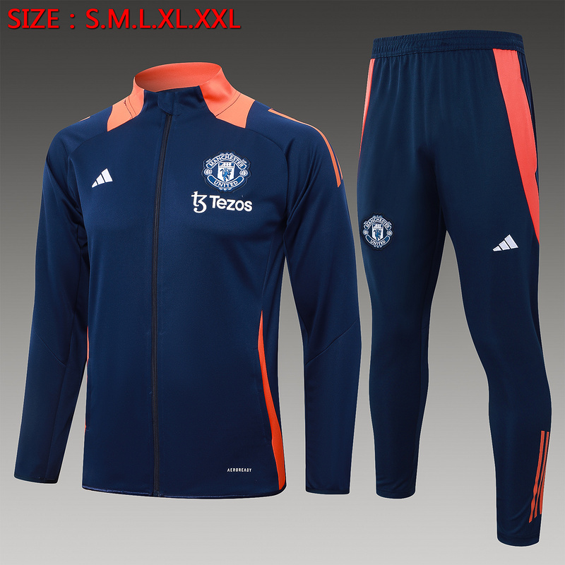 2024/25 Manchester United Royal blue Jacket Training Suit Set Football Team Shirt Sports Fashion