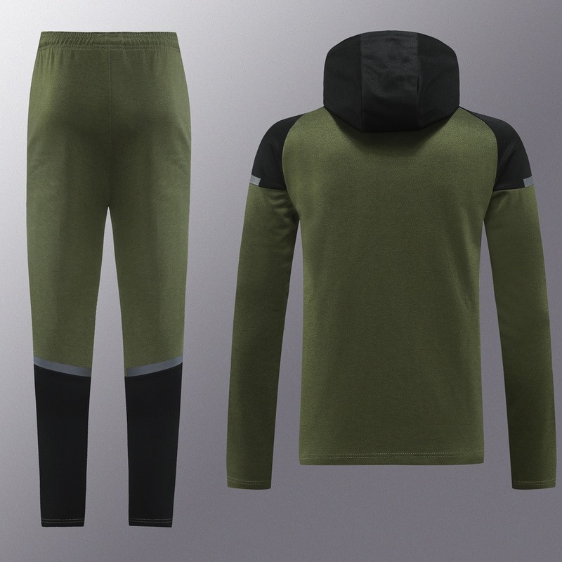 2024 Puma Blackish green Hoodie Jacket Kit Set Football Team Shirt Sports Fashion