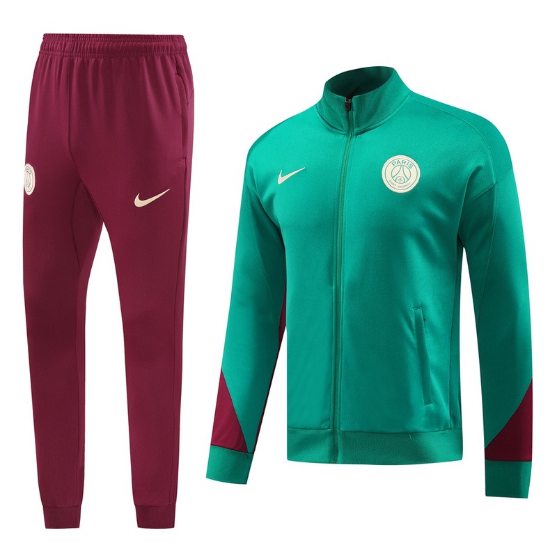 2024 PSG Green Jacket Training Suit Set Football Team Shirt Sports Fashion