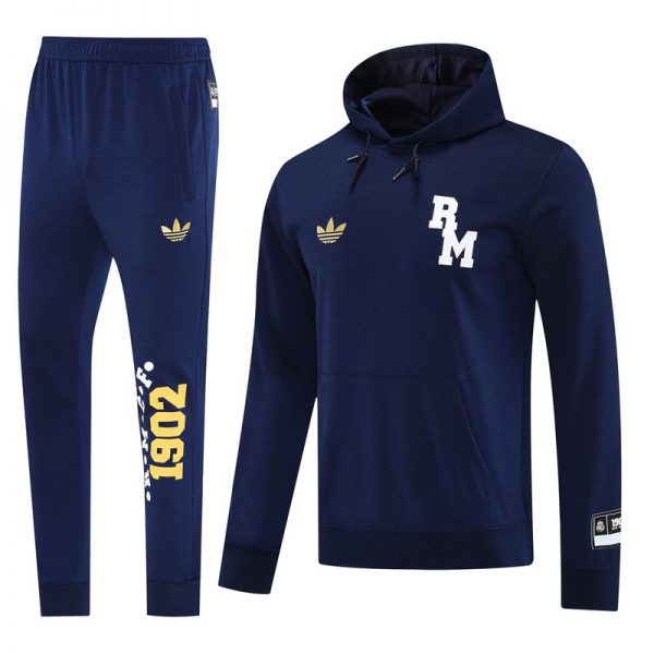 2024 Real Madrid Royal Blue Hoodie Jacket Kit Set Football Team Shirt Sports Fashion
