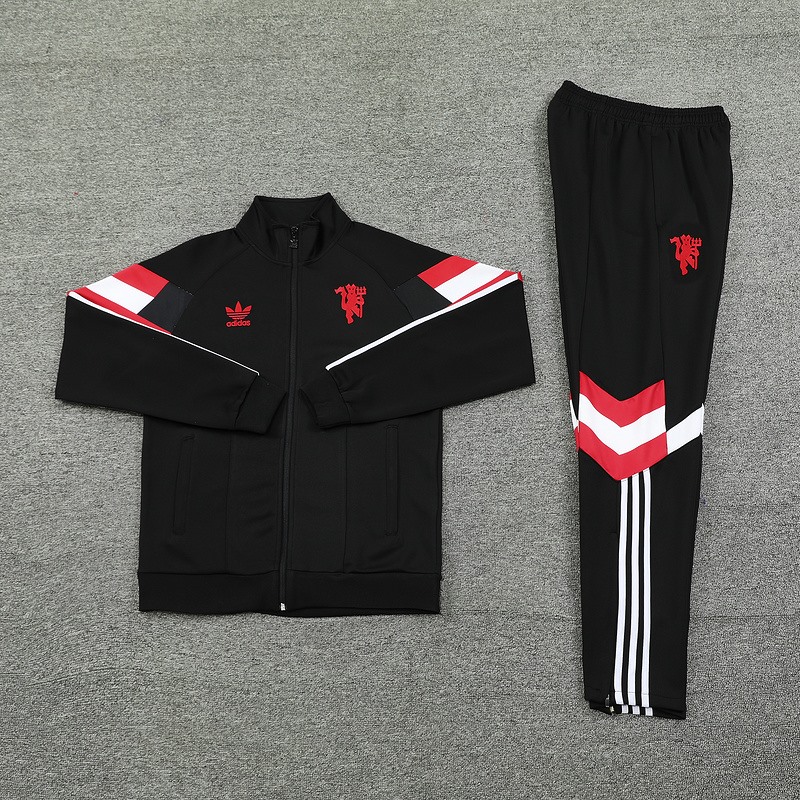 2024 Manchester Unite Black Jacket Training Suit Set Football Team Shirt Sports Fashion