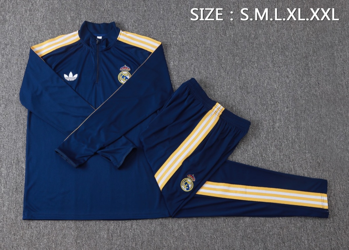 2026 Real Madrid Dark Royal Blue Long-sleeved half-pull training kit