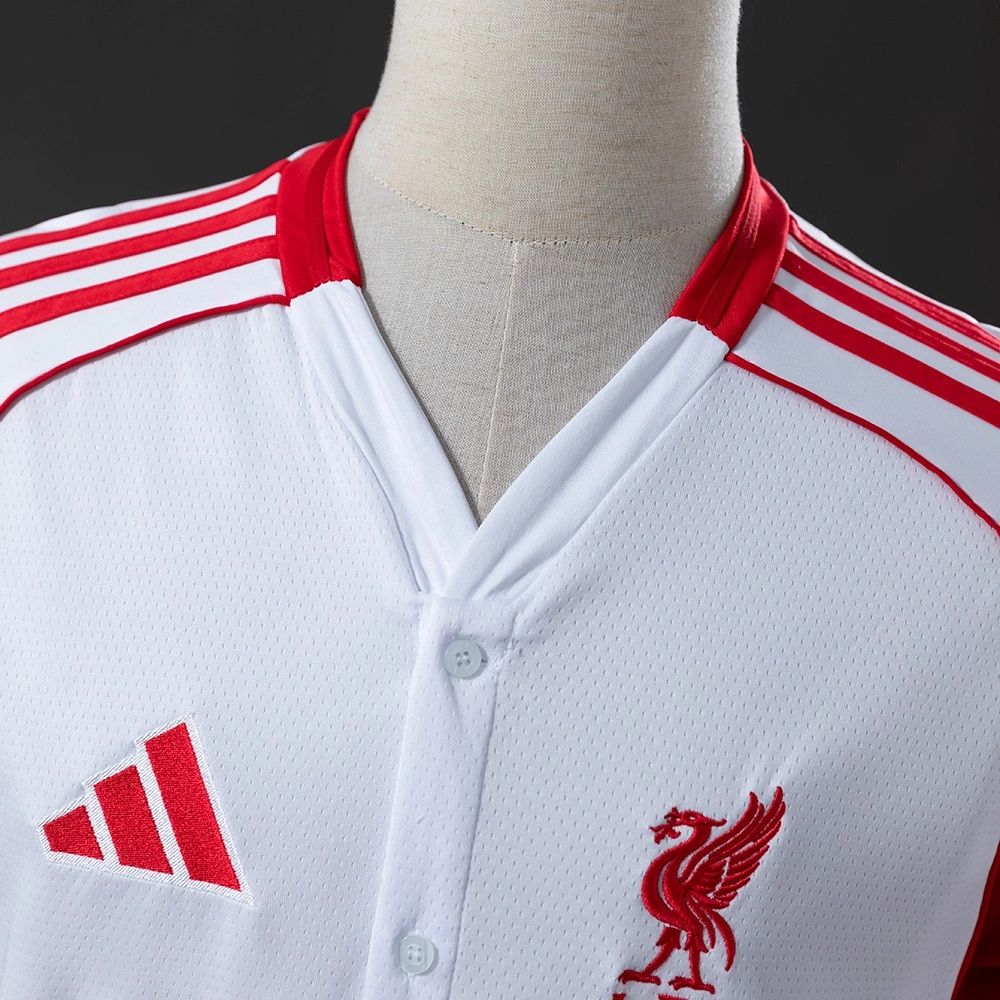2025/26 Liverpool US Pack Full-Button Baseball White jersey Fan version