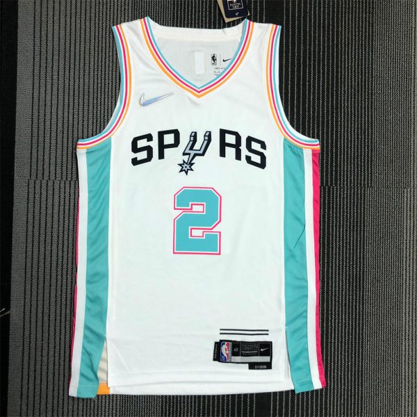 NBA San Antonio Spurs V-Neck White 75th Anniversary jersey LEONARD#2 S-XXL
