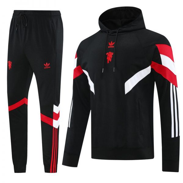 2024 Manchester United Black Hoodie Jacket Kit Set Football Team Shirt Sports Fashion