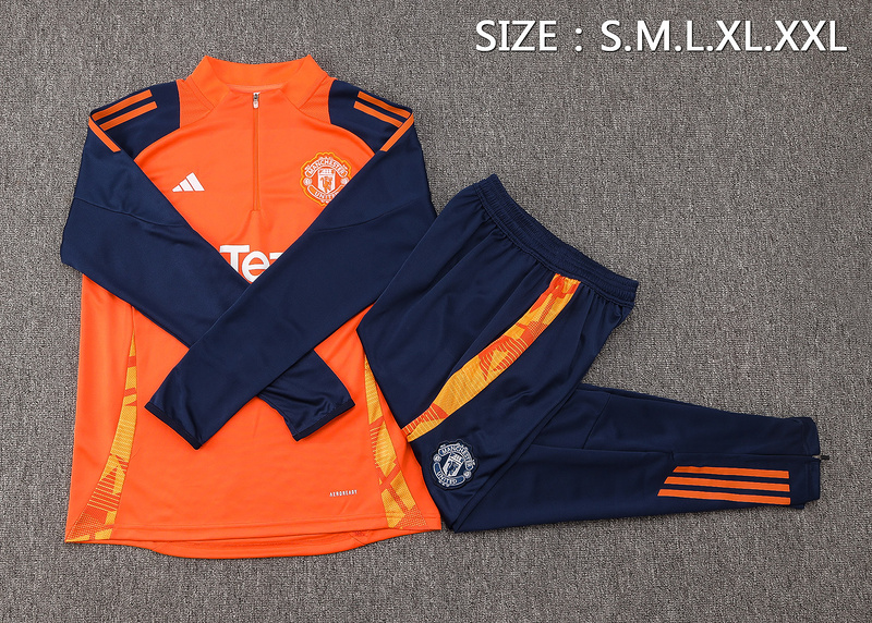 24/25 Manchester United Orange Long-sleeved half-pull training kit Football team kit