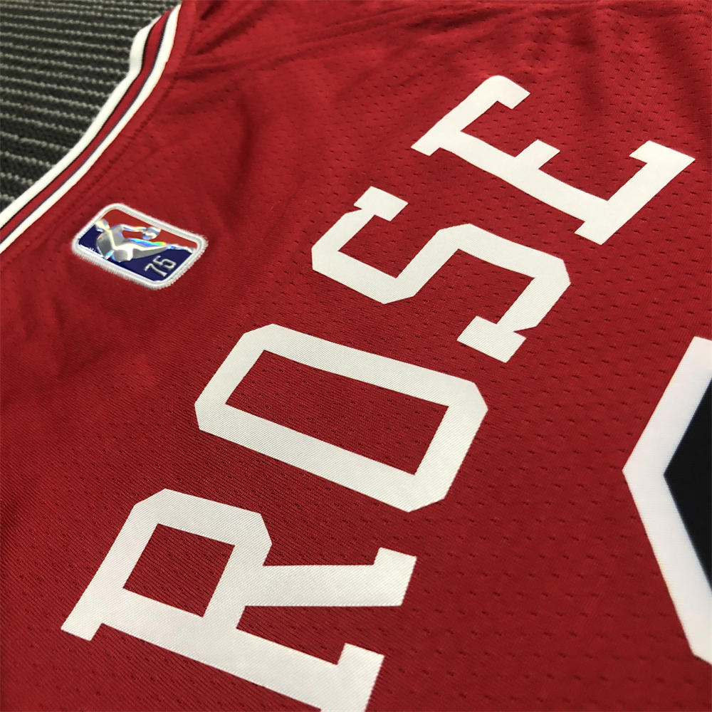 NBA Chicago Bulls Round Neck Red 75th anniversaryJersey ROSE#1 S-XXL