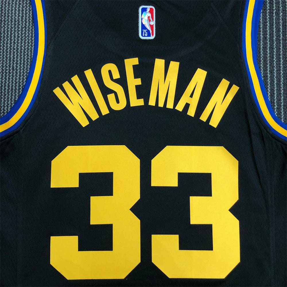 NBA Golden State Warriors V-Neck 75th anniversary Black Jersey WISEMAN#33 S-XXL