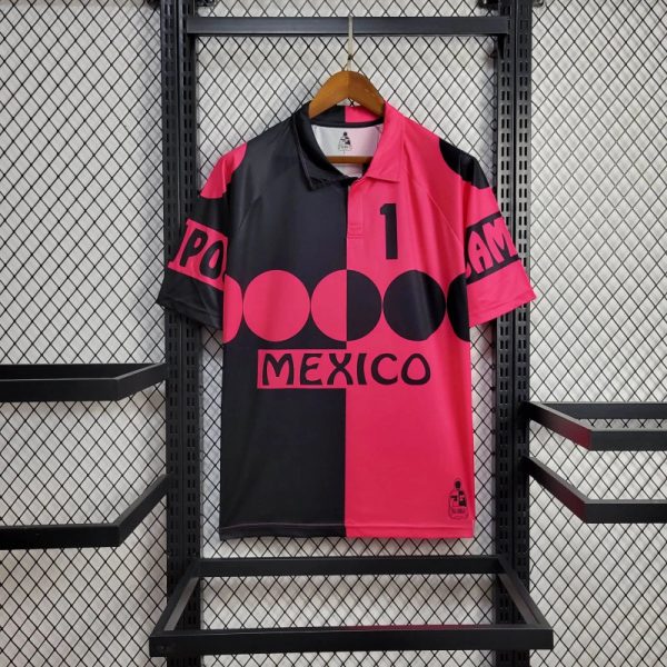 Retro Mexico 1998 World Cup Goalkeeper Pink and Black jersey Fan Version J.CAMPOS Number 1
