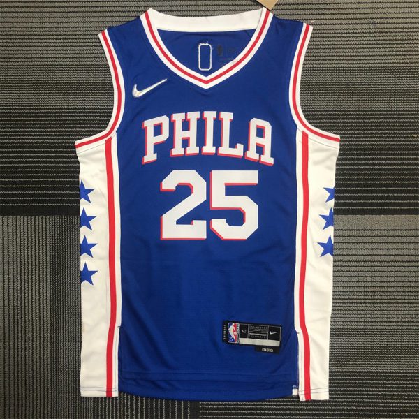 NBA Philadelphia 76ers Round Neck Black 75th Anniversary Jersey SIMMONS#25 S-XXL