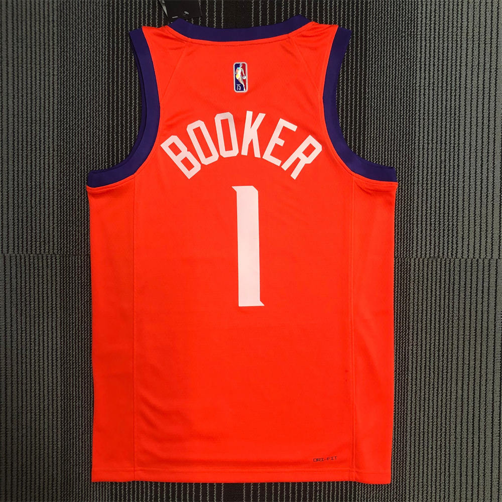 NBA Phoenix Suns V-Neck Orange 75th Anniversary BOOKER#1 jersey S-XXL