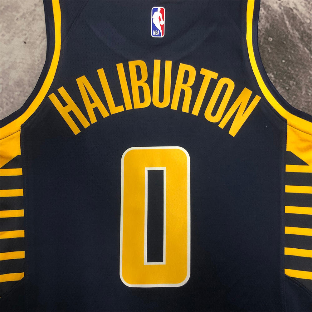 NBA Indiana Pacers V-Neck Black Jersey HALIBURTON#0 S-XXL