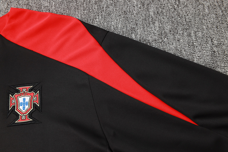 24/25 Portugal  Black Long-sleeved half-pull training kit Football team kit