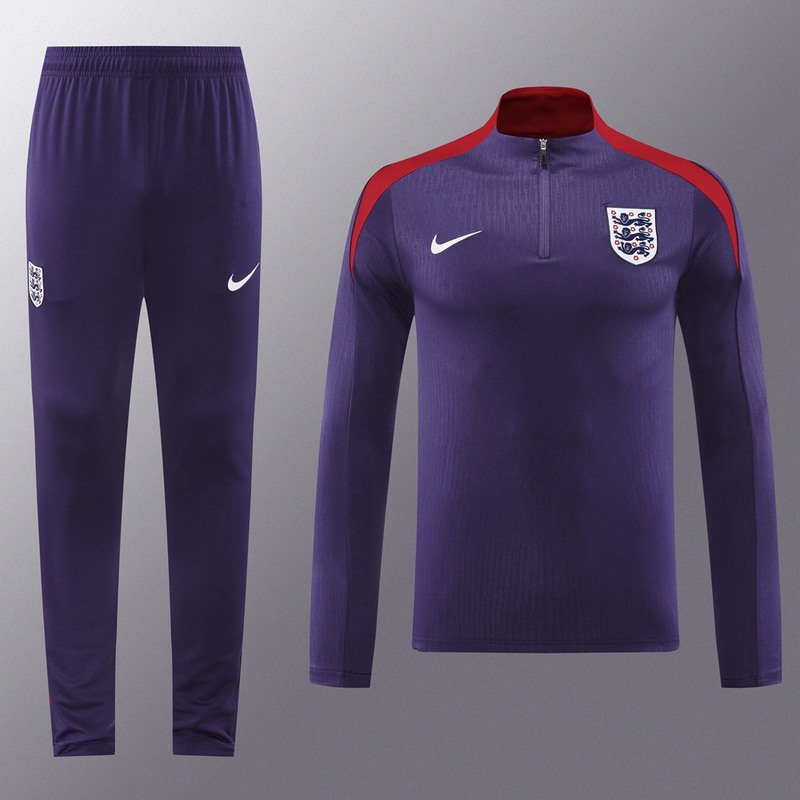 2024 England purple Long-sleeved half-pull training kit Football team kit