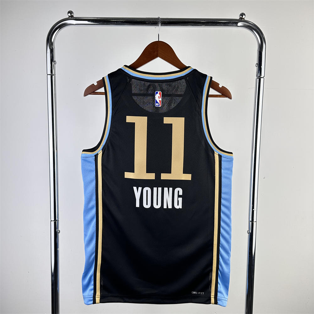 NBA Altanta Hawks 2024 Round Neck City Edition Black Jersey YOUNG#11 S-XXL