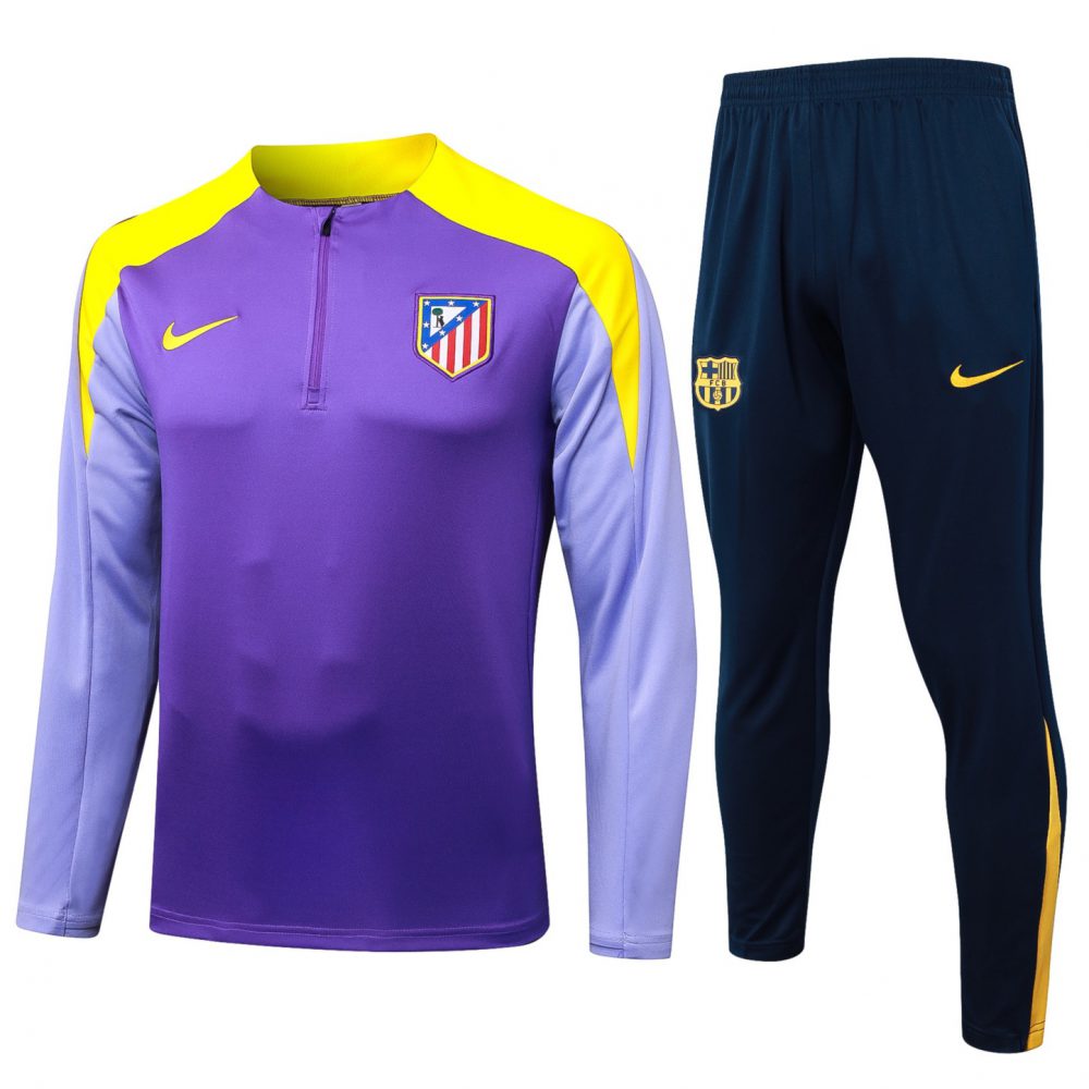 202526 Atletico Madrid Purple Long-sleeved half-pull training kit Football team kit