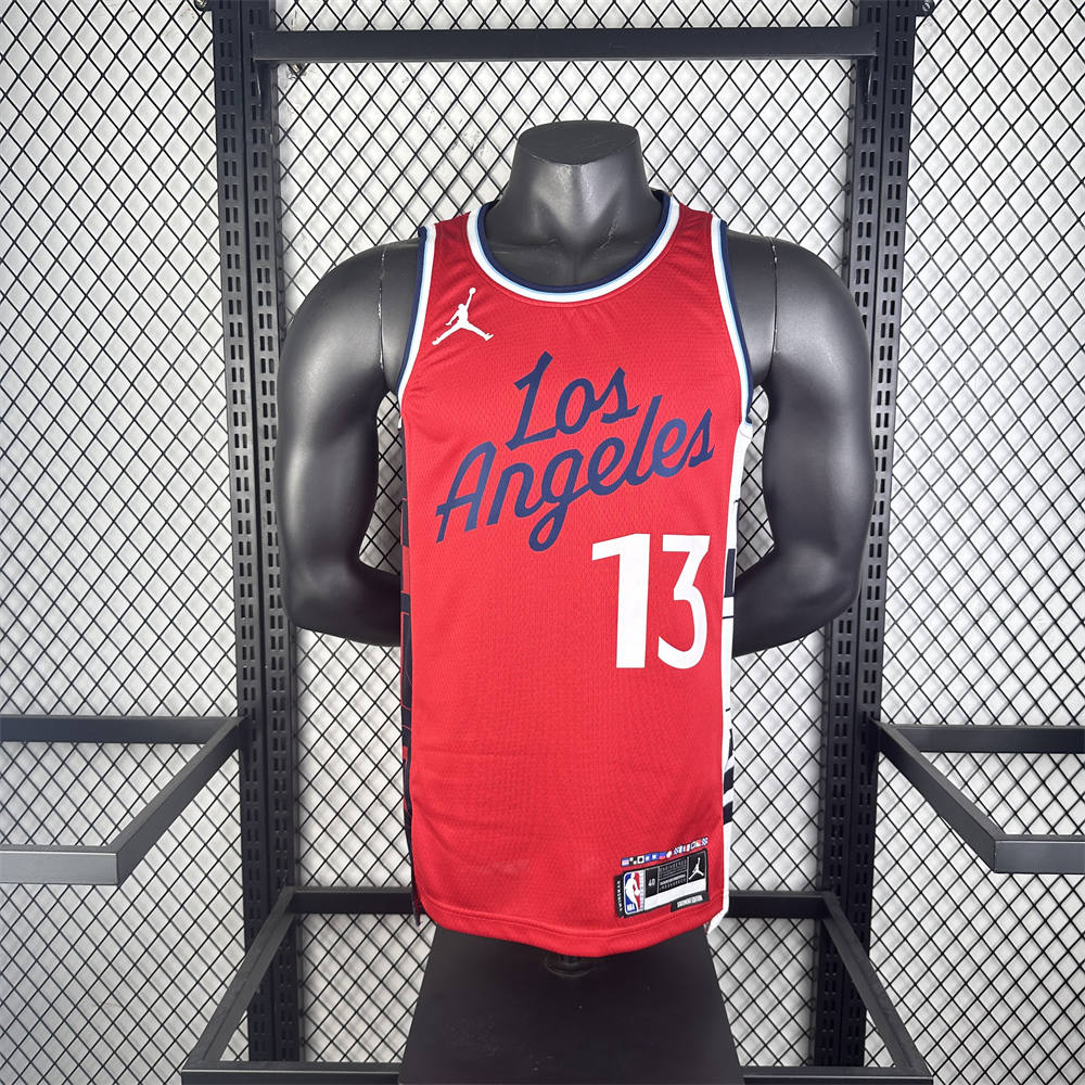 NBA Los Angeles Clippers 24/25 Round Neck JORDAN Edition Red Jersey GEORGE#13 S-XXL