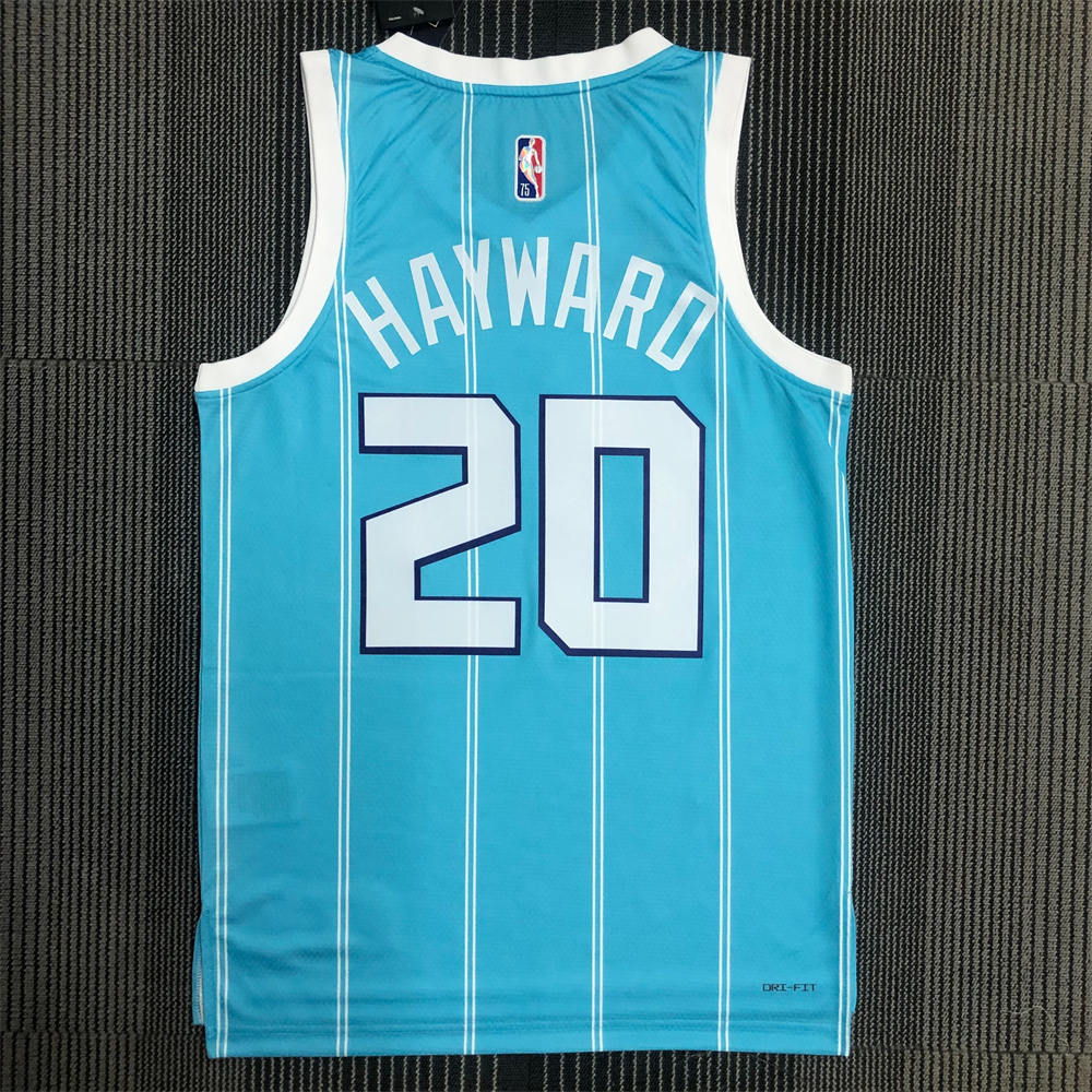 NBA Charlotte Hornets V-Neck Light Blue 75th Anniversary Jersey HAYWARD#20 S-XXL