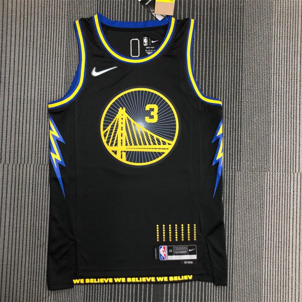 NBA Golden State Warriors V-Neck 75th anniversary Black Jersey POOLE#3 S-XXL