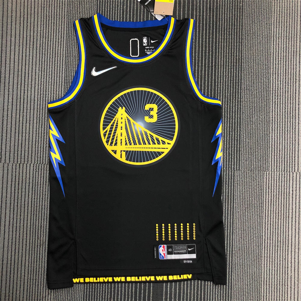 NBA Golden State Warriors V-Neck 75th anniversary Black Jersey POOLE#3 S-XXL