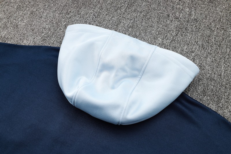 2024 France Sky Blue Hoodie Jacket Kit Set Football Team Shirt Sports Fashion