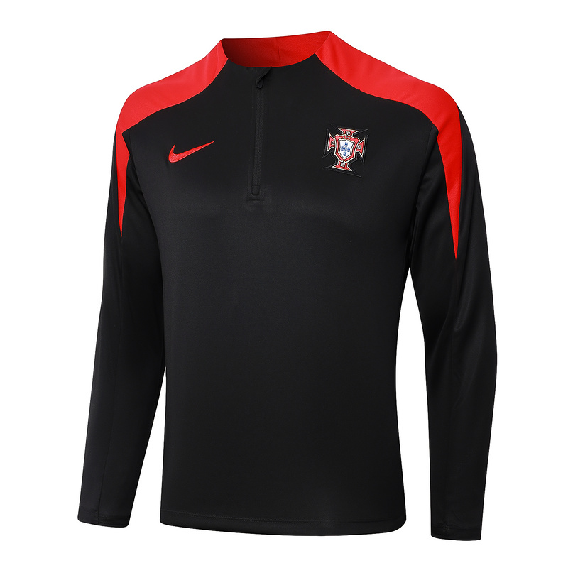 24/25 Portugal  Black Long-sleeved half-pull training kit Football team kit