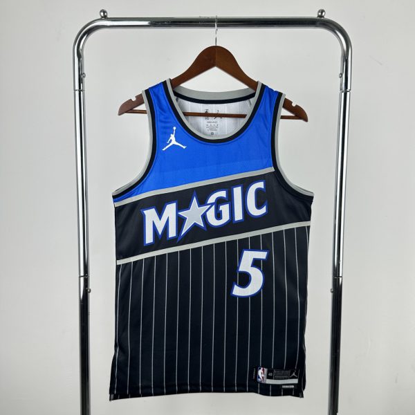 NBA Orlando Magic 2025/26 Round Neck Jordan Edition Black Jersey BANCHERO#5 S-XXL