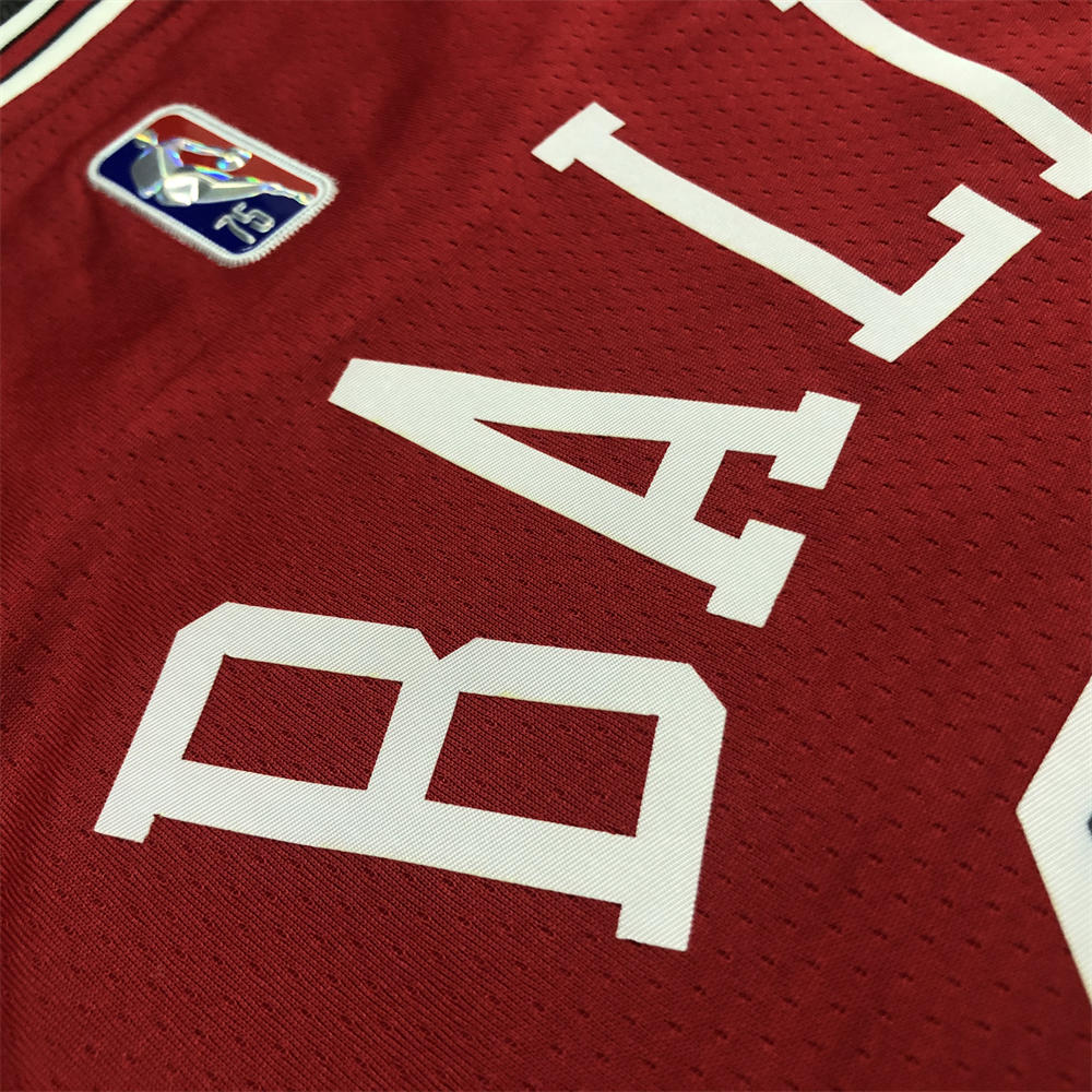 NBA Chicago Bulls Round Neck Red 75th anniversaryJersey BALL#2 S-XXL