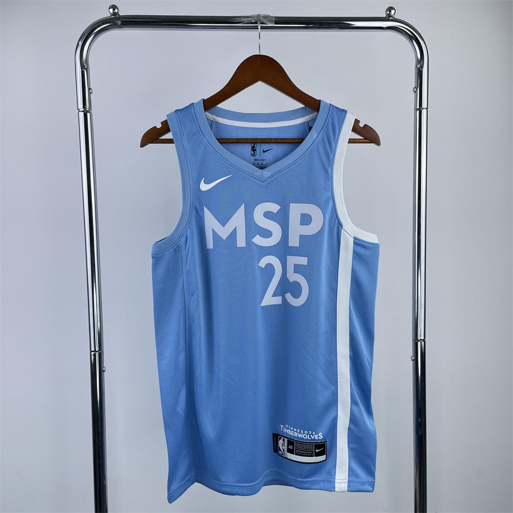 NBA Minnesota Timberwolves V-Neck North Carolina Blue Jersey ROSE#25 S-XXL
