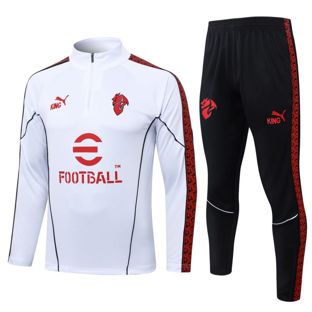 202526 AC Milan White Long-sleeved half-pull training kit Football team kit