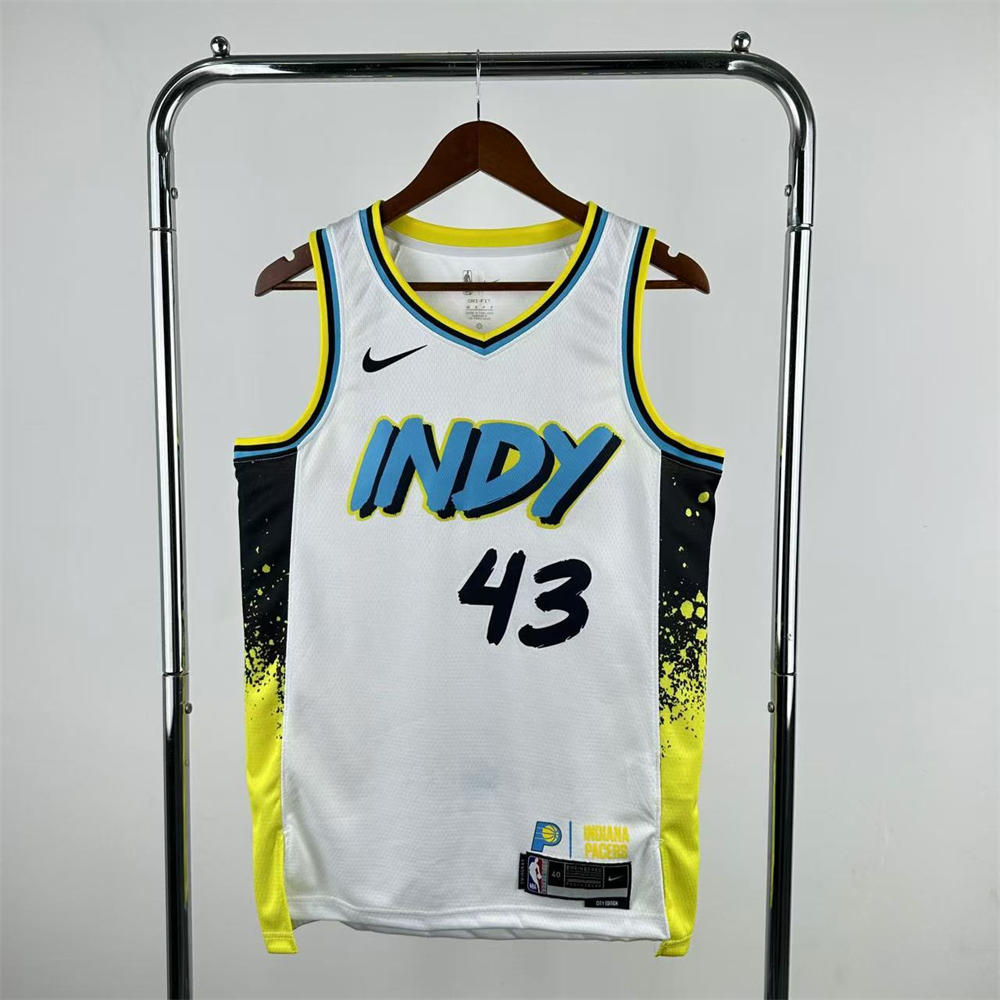 NBA Indiana Pacers 24/25 City Edition V-Neck White Jersey SIAKAM#43 S-XXL