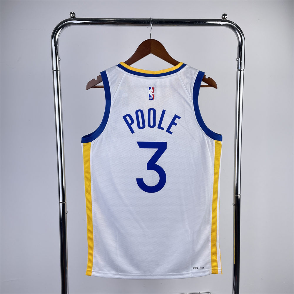 NBA Golden State Warriors 2023 V-Neck White Jersey POOLE#3 S-XXL