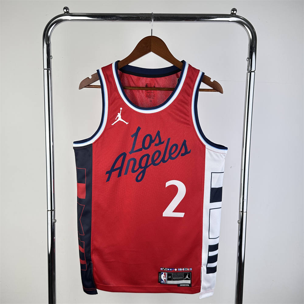 NBA Los Angeles Clippers 24/25 Round Neck JORDAN Edition Red Jersey LEONARD#2 S-XXL