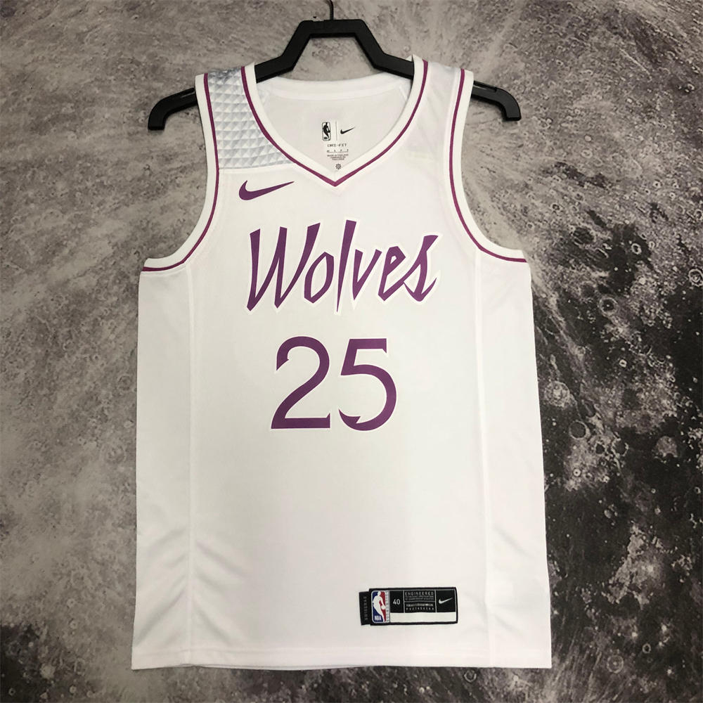 NBA Minnesota Timberwolves V-Neck White Jersey ROSE#25 S-XXL