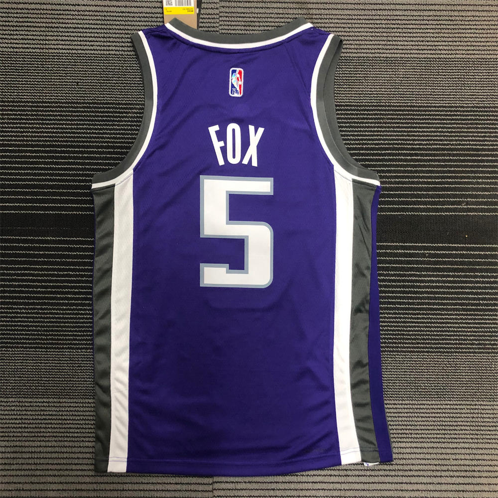 NBA Scaramento Kings V-Neck Purple 75th Anniversary jersey FOX#5 S-XXL