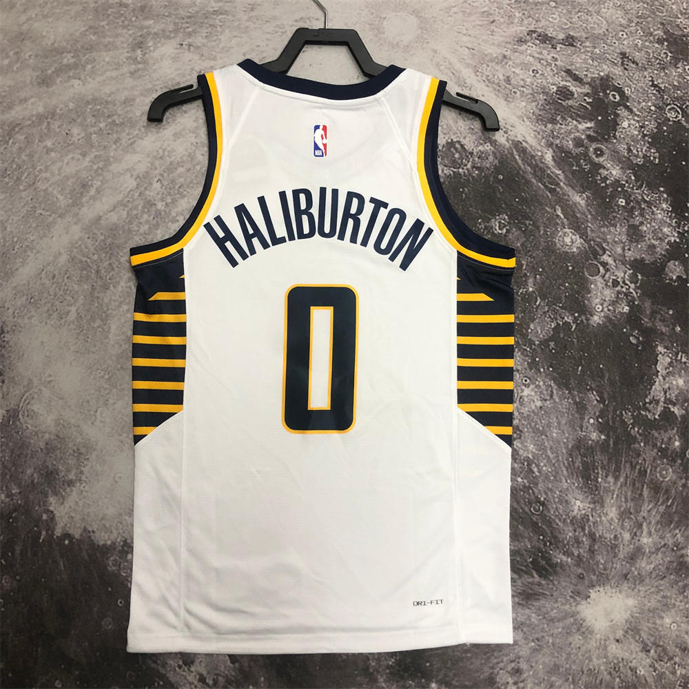 NBA Indiana Pacers V-Neck White Jersey HALIBURTON#0 S-XXL