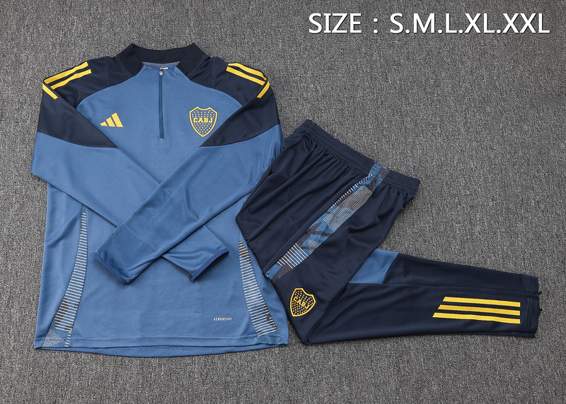 24/25 Boca Medium Blue Long-sleeved half-pull training kit Football team kit