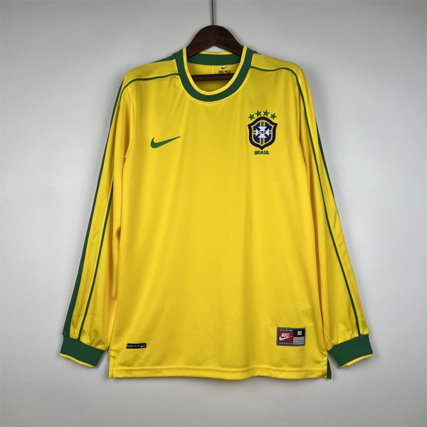 Retro 1998 Brazil home jersey Long Sleeve Fan Version