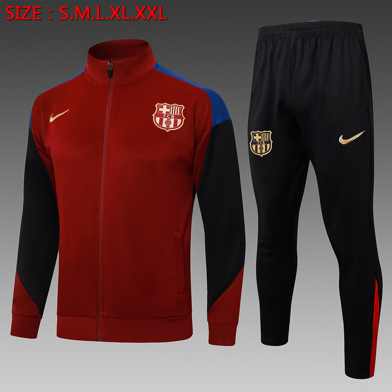 2024/25 Barcelona Red Jacket Training Suit Set Football Team Shirt Sports Fashion