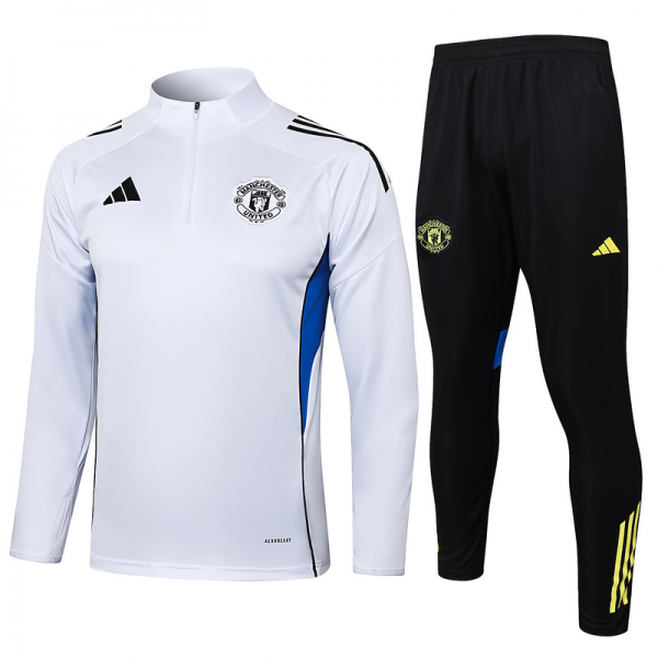 202526 Manchester United White Long-sleeved half-pull training kit Football team kit