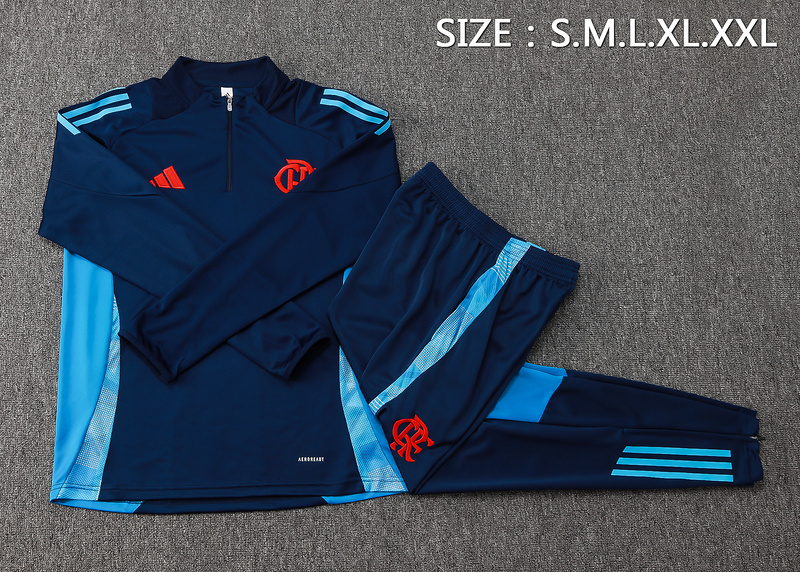 24/25 Flamengo Royal blue Long-sleeved half-pull training kit Football team kit