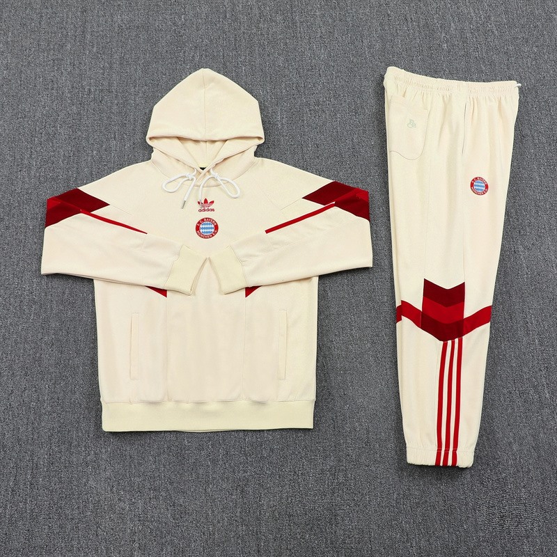 2024 Bayern Munich Beige Hoodie Jacket Kit Set Football Team Shirt Sports Fashion