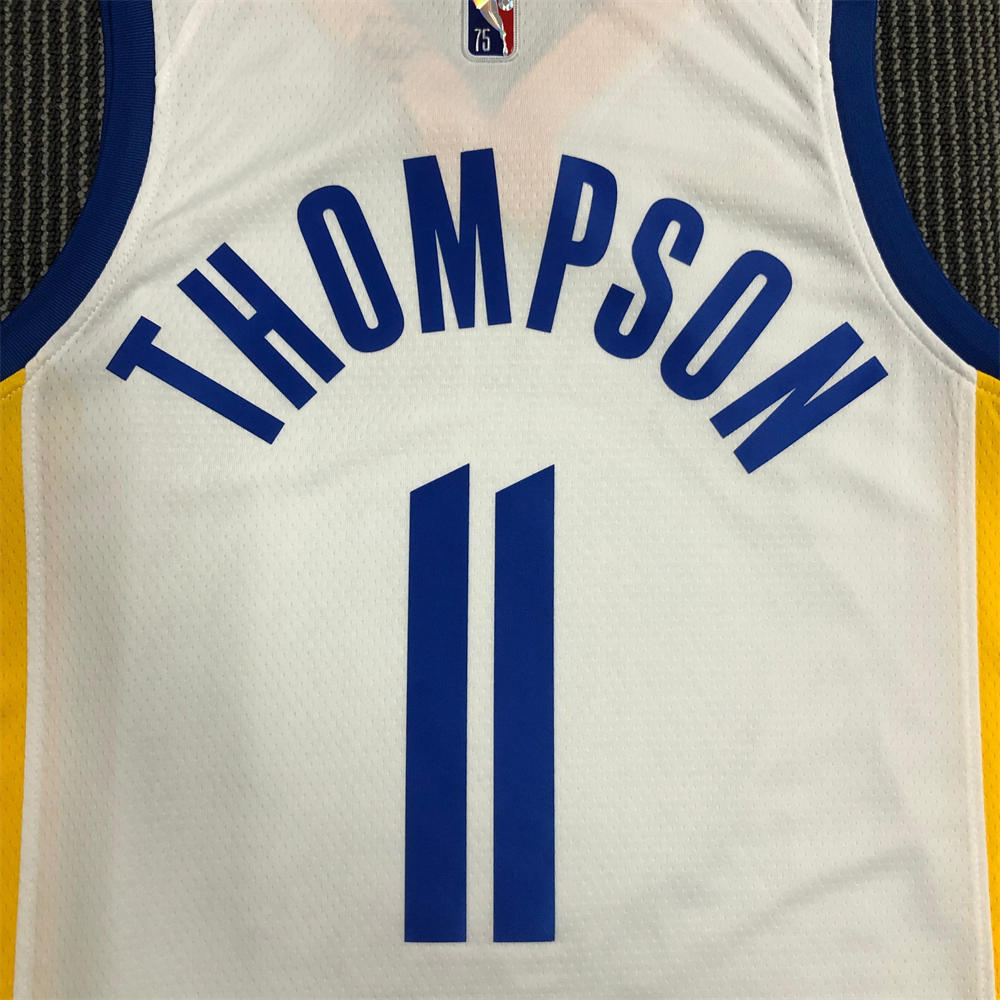 NBA Golden State Warriors V-Neck 75th anniversary White Jersey THOMPSON#11 S-XXL