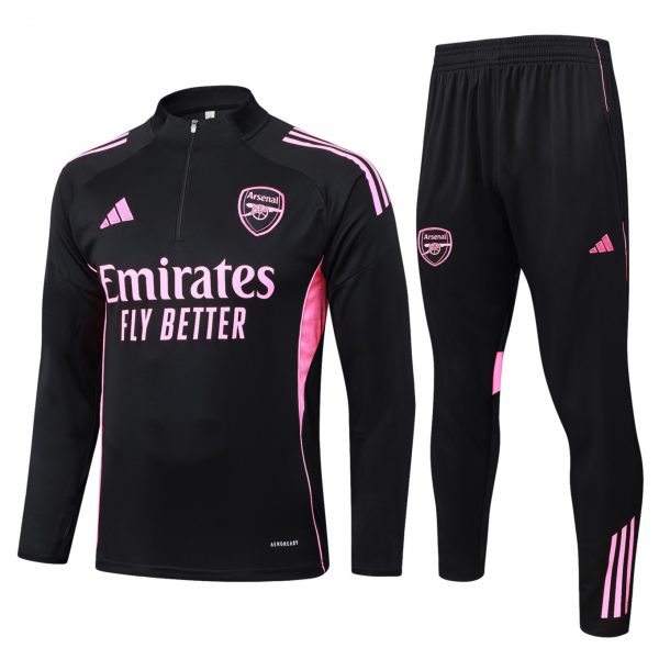 202526 Arsenal Black Long-sleeved half-pull training kit Football team kit