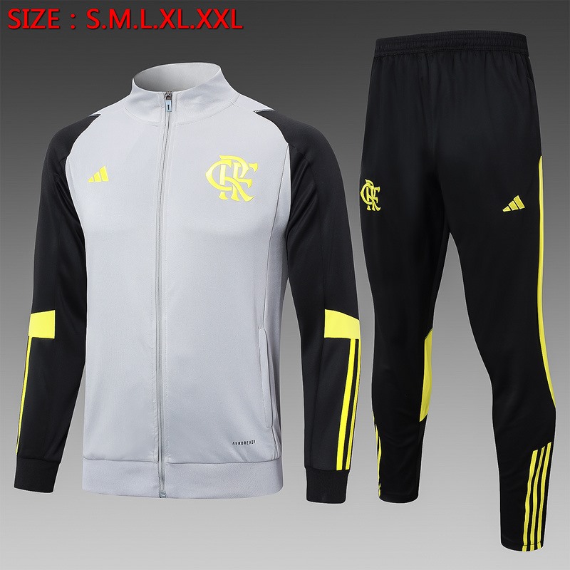 2024 Flamengo Gray Jacket Training Suit Set Football Team Shirt Sports Fashion