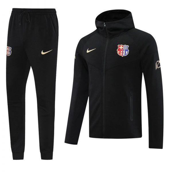 2024 Barcelona Black Hoodie Jacket Kit Set Football Team Shirt Sports Fashion